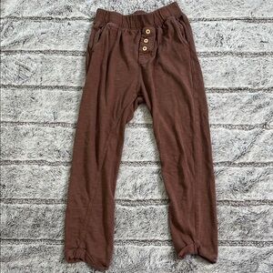 H&M Kids Chocolate Brown Joggers with Button Accents